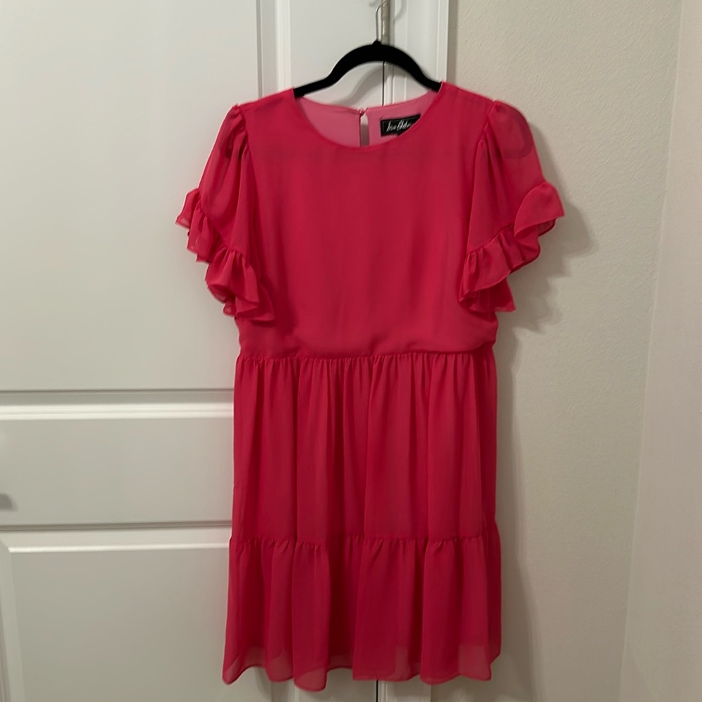 Sam Edelman hot pink button back ruffle above the knee dress